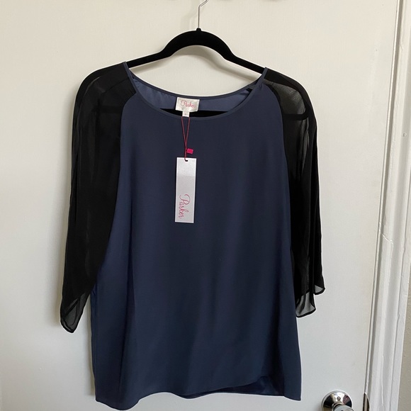 Parker Tops - Parker Silk Bateau Blouse - size L